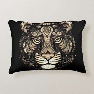 Golden Tiger Head Accent Pillow