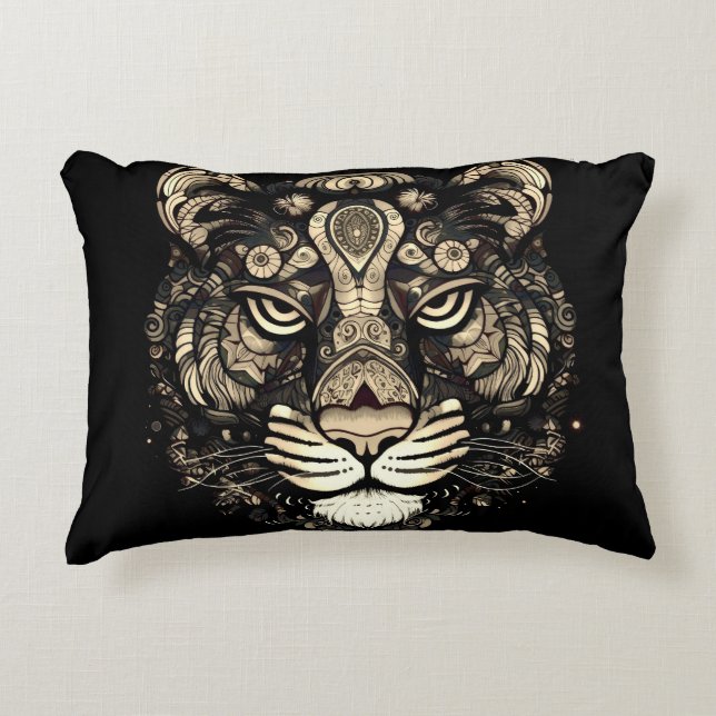Golden Tiger Head  Accent Pillow (Front)