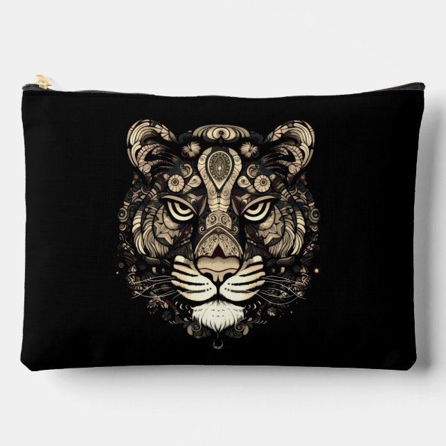 Golden Tiger Head  Accessory Pouch (Front)