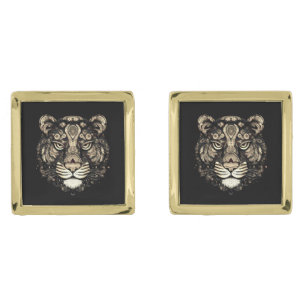 Golden Tiger Head Cufflinks