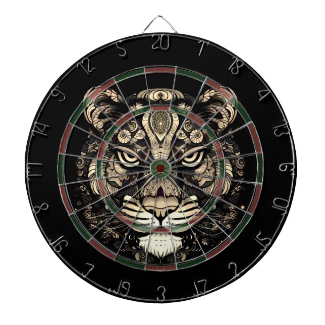 Golden Tiger Head  Dart Board (Front)
