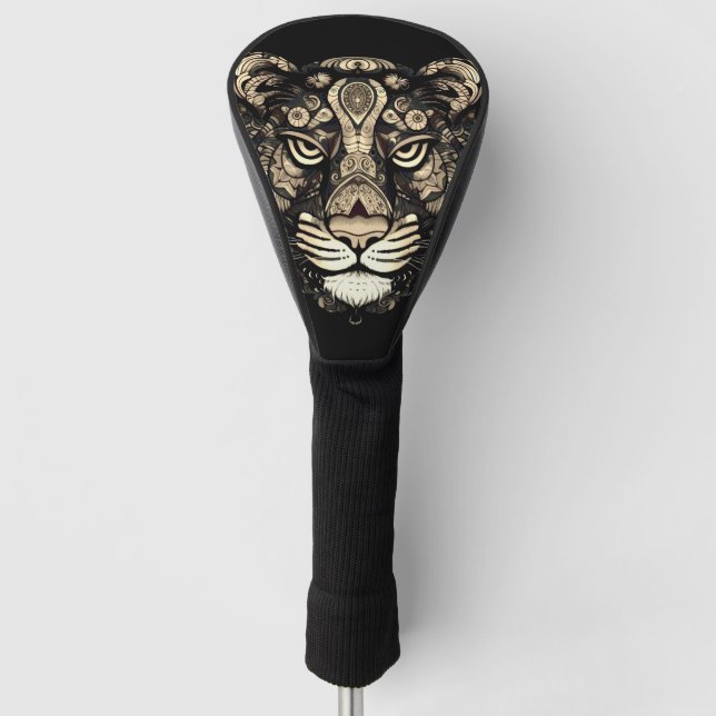 Golden Tiger Head  Golf Head Cover (Front)
