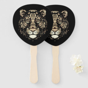 Golden Tiger Head Hand Fan