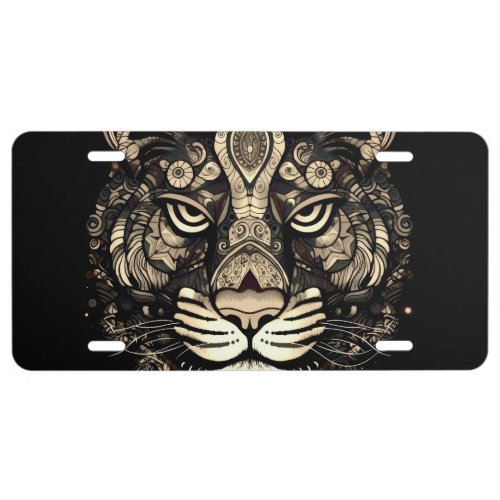 Golden Tiger Head  License Plate