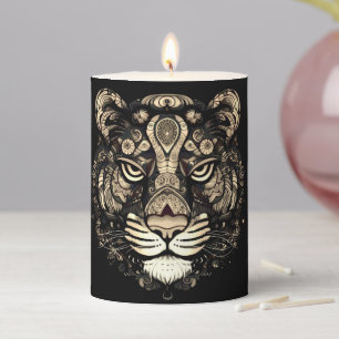 Golden Tiger Head Pillar Candle