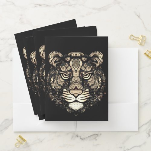 Golden Tiger Head  Pocket Folder