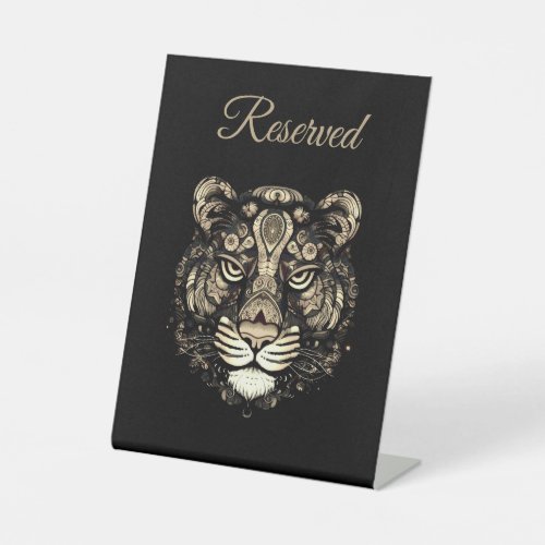 Golden Tiger Head Reserved Pedestal Sign