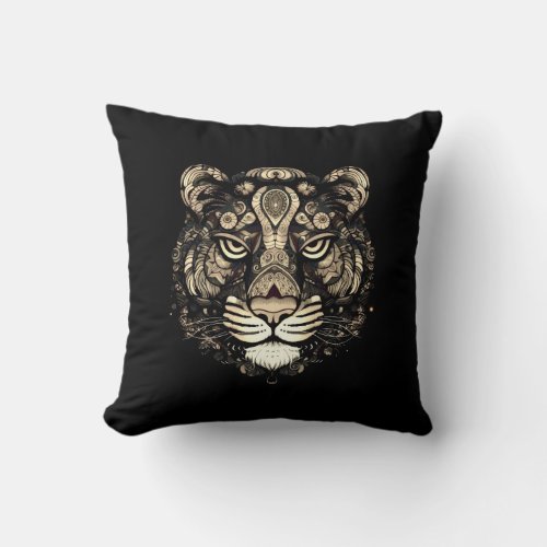 Golden Tiger Head  Throw Pillow