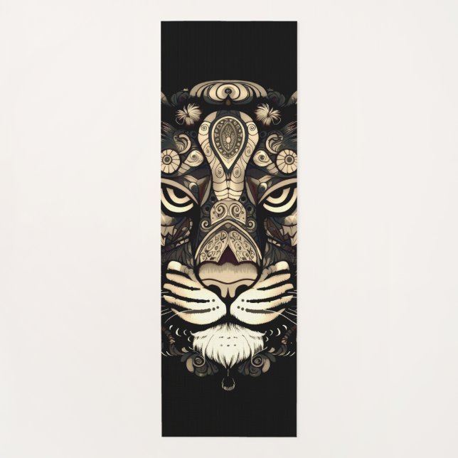 Golden Tiger Head  Yoga Mat (Front)