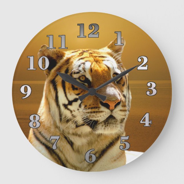 Golden Tiger Large Clock (Front)