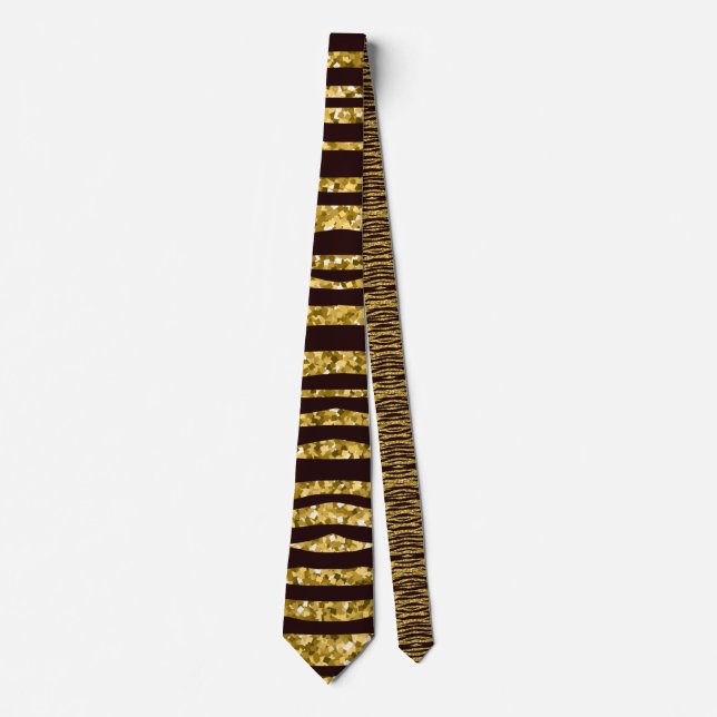 golden tiger print, tiger skin pattern, tiger fur neck tie (Front)