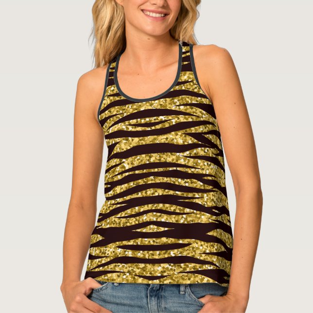 golden tiger print, tiger skin pattern, tiger fur tank top (Front)