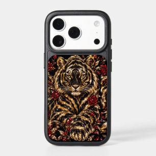 Golden Tiger & Red Roses Floral Art iPhone 17 Pro Case