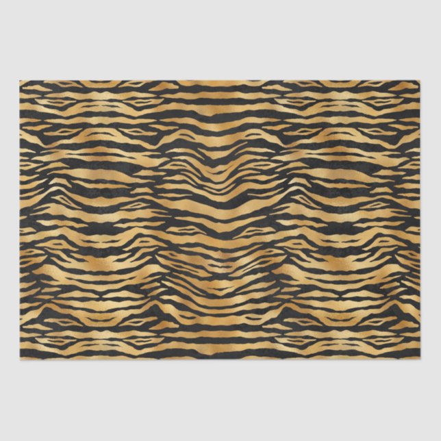 Golden Tiger Stripes | Bold Wild Animal Pattern Tissue Paper (Front)