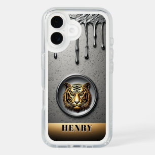 Golden Tiger With Custom Name 🐯 iPhone 16 Case