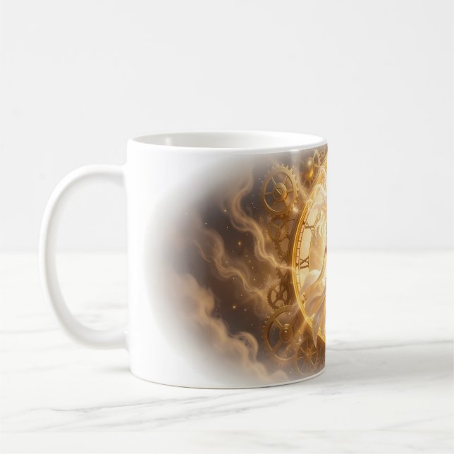 Golden Time Goddess Glowing Heart Clock Mug (Left)