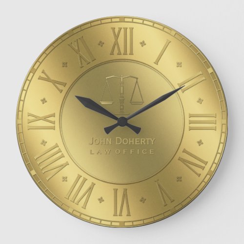Golden Times  Personalizable Attorney At Law Large Clock