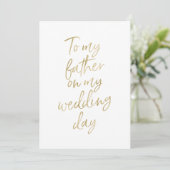 Golden "To my father on my wedding day" Card (Standing Front)