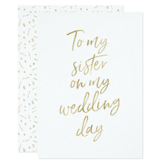 Golden "To my sister on my wedding day" Card