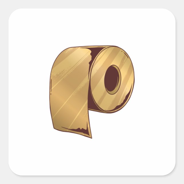 Golden Toilet Paper Square Sticker (Front)