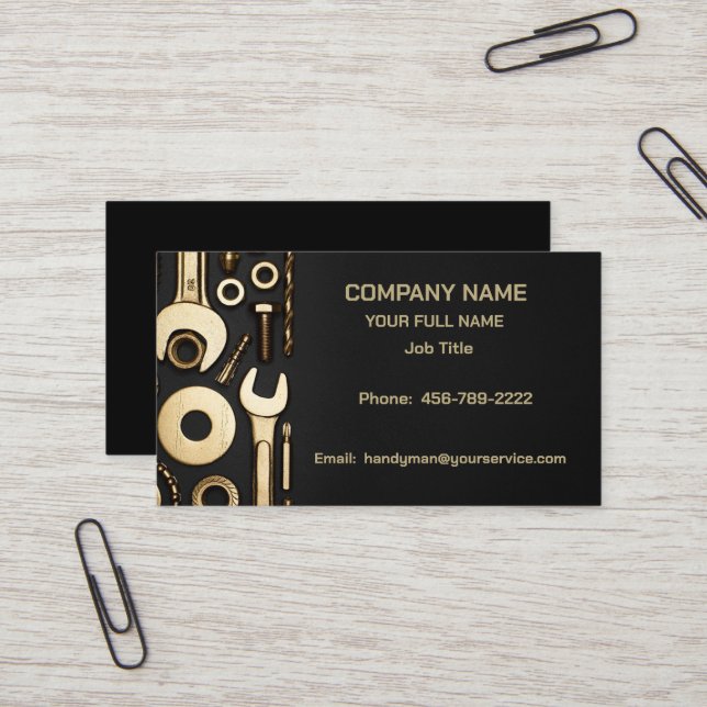 Golden Tools Handyman  Business Card (Front/Back In Situ)