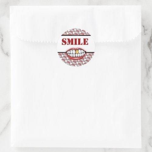 Golden Tooth Smile  Classic Round Sticker