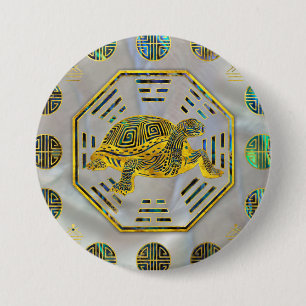 Golden Tortoise / Turtle Feng Shui Abalone Shell Button