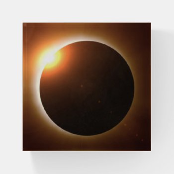 Golden Total Solar Eclipse Paperweight by GigaPacket at Zazzle