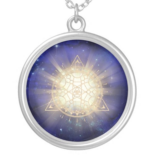  Golden Totem _ Sacred Geometry Light Rays Silver Plated Necklace