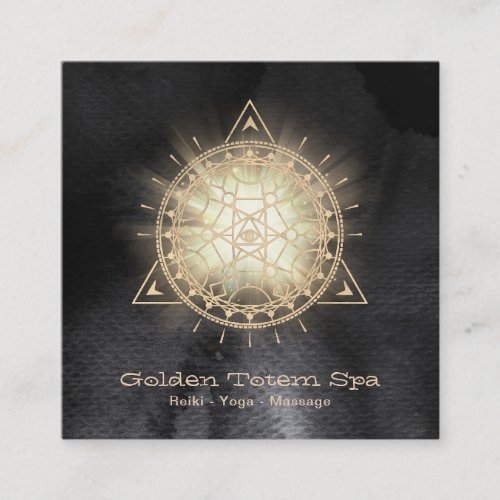  Golden Totem Sacred Geometry Light Rays Square Business Card