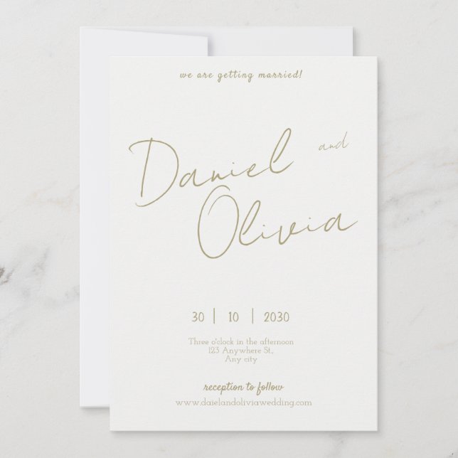 Golden Touch: White, Black, and Gold Minimalist Invitation (Front)