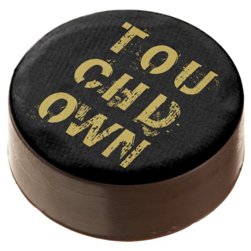 Golden Touchdown Football Typography Chocolate Covered Oreo
