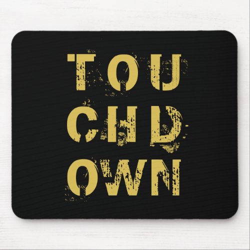 Golden Touchdown Football Typography Mouse Pad