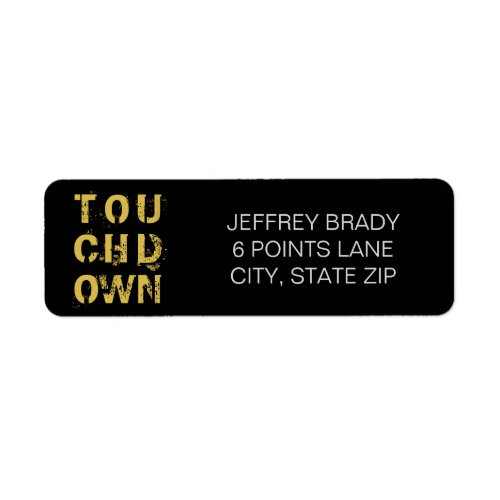 Golden Touchdown Football Typography Personalized Label