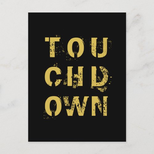 Golden Touchdown Football Typography Postcard