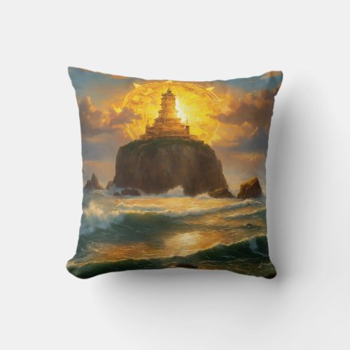 golden towerplace in front of the shining sun Thro Throw Pillow