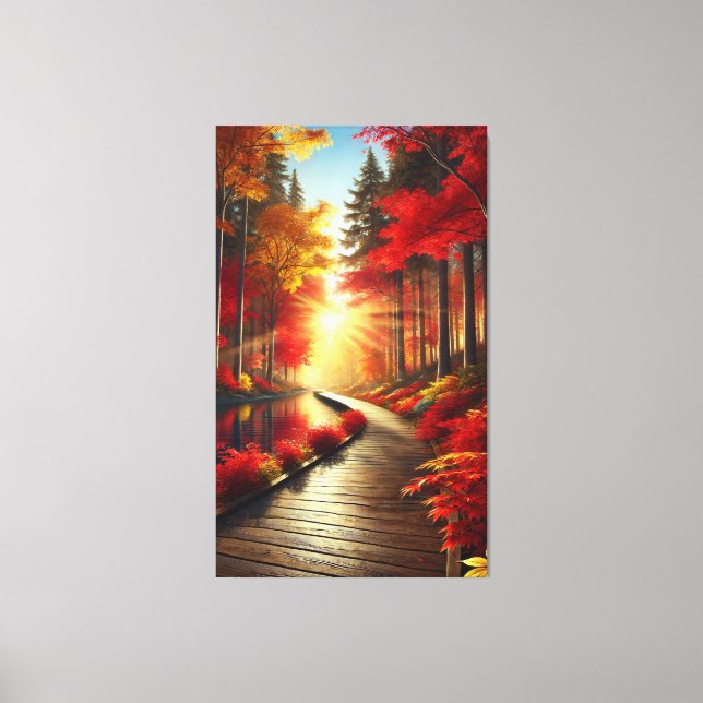 Golden Tranquility: An Autumn Forest Canvas Print (Front)