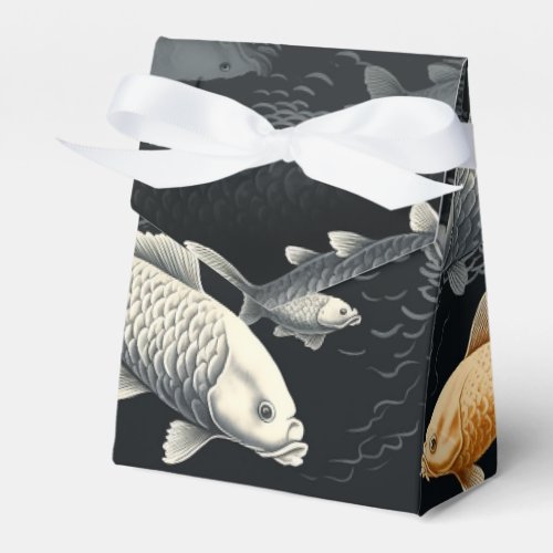 Golden Tranquility Midnight Koi Pond Favor Boxes