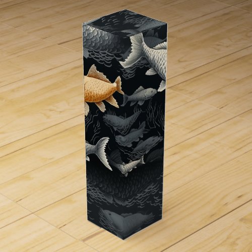 Golden Tranquility Midnight Koi Pond Wine Box