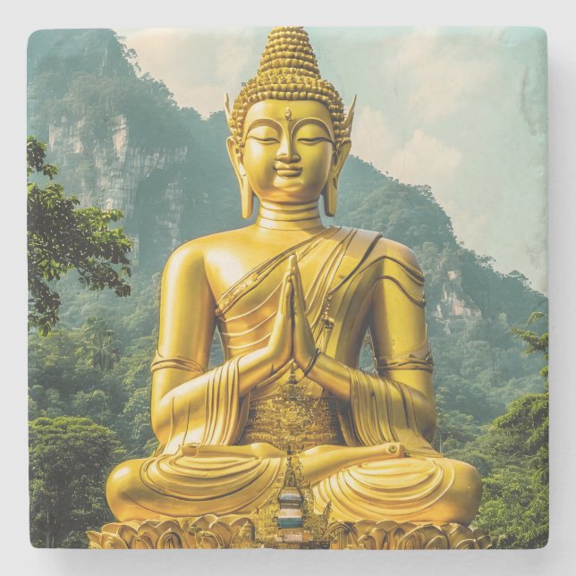 Golden Tranquility Stone Coaster (Front)