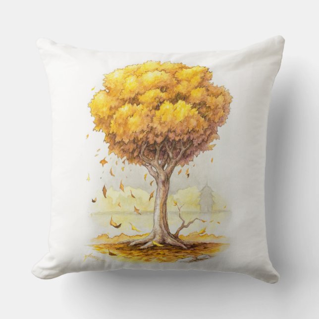 Golden Tranquility Throw Pillow (Front)