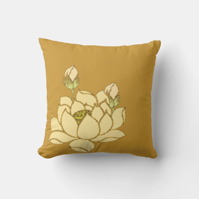 Golden Tranquility: Yellow Lotus  Throw Pillow (Front)
