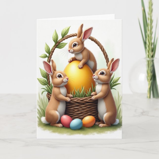 Golden Treasure Bunny Spring Card (Front)
