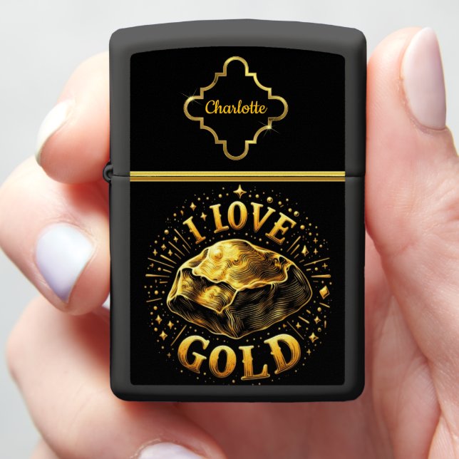 Golden treasure gleams with love zippo lighter (In Hand)