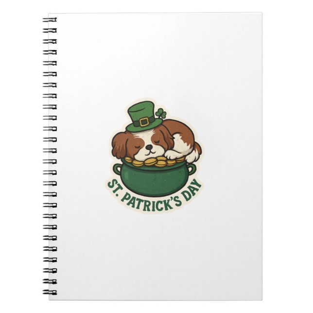 Golden Treasure Keeper Shih Tzu St.Patrick's Day Notebook (Front)