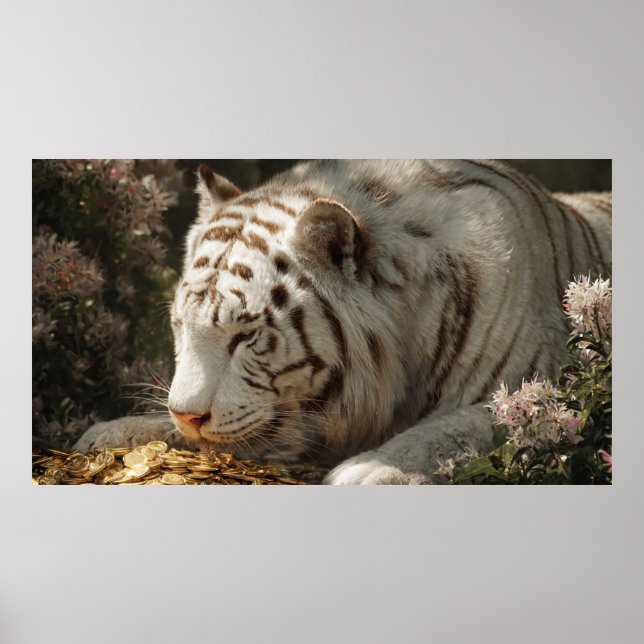 Golden Treasure Tiger – Dreamlike Fantasy Poster (Front)