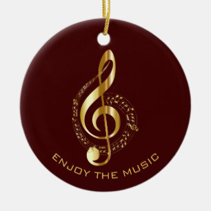 Golden Treble Clef Ceramic Ornament