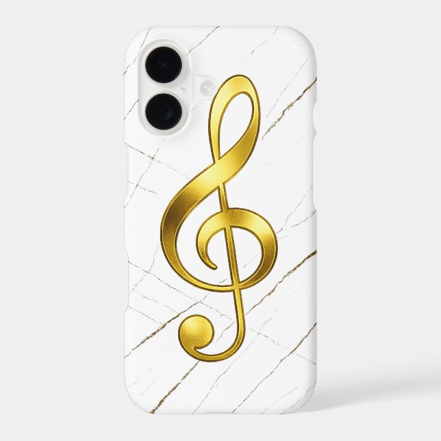 Golden Treble Clef Marble Music Tech Case-Mate iPhone Case (Back)