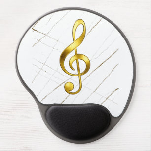Golden Treble Clef Marble Music Tech Gel Mouse Pad