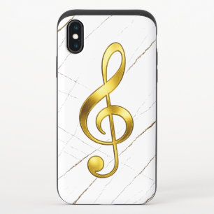 Golden Treble Clef Marble Music Tech iPhone X Slider Case